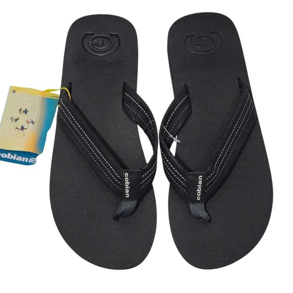 Cobian Oceanside Flip Flop Sandals Men Size 11 Black Arch Support Beach Pool NEW